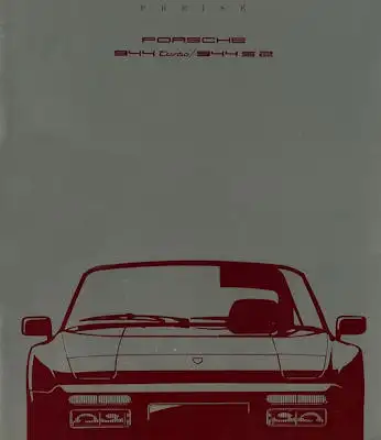 Porsche 944 Turbo / S2 Preisliste 8.1989