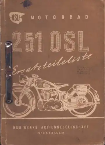 NSU 251 OSL Ersatzteilliste 6.1950
