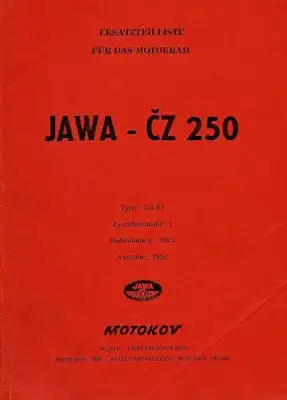 Jawa CZ 250 Ersatzteilliste 1956