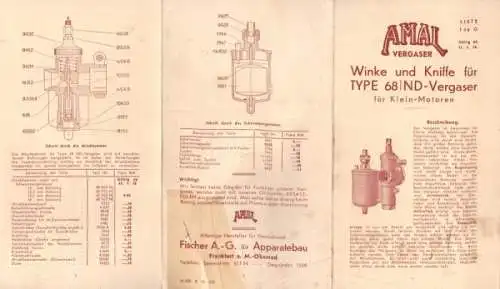 Amal Winke und Kniffe für Type 68/ND Vergaser 1938