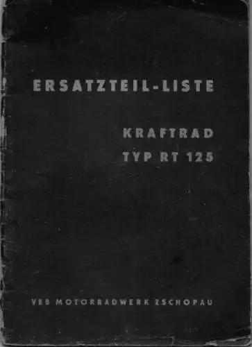 IFA RT 125 Ersatzteilliste 1953