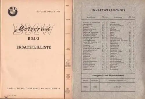 BMW R 25/3 Ersatzteilliste 1.1954