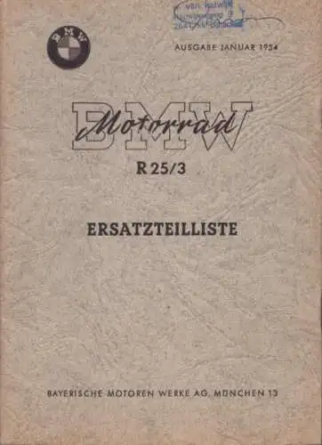 BMW R 25/3 Ersatzteilliste 1.1954