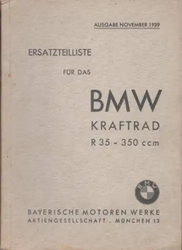 BMW R 35 Ersatzteilliste 11.1939