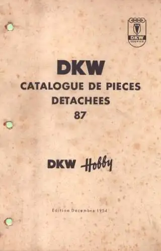 DKW Hobby Roller Ersatzteilliste Nr. 87 12.1954