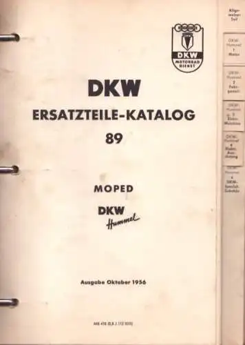 DKW Hummel Ersatzteilliste Nr. 89 10.1956