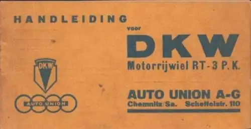 DKW RT 3 Bedienungsanleitung / Handleiding 12.1937