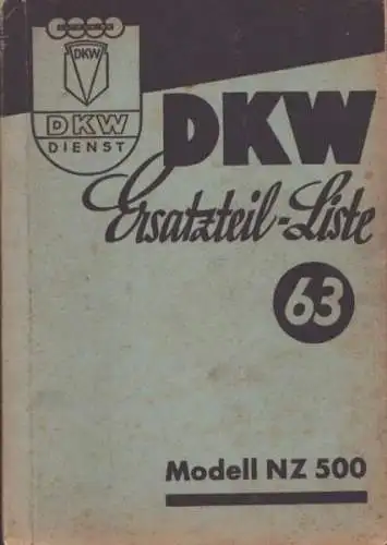 DKW NZ 500 Ersatzteilliste Nr. 63 2.1940