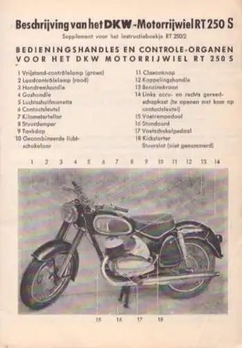 DKW RT 250 S Bedienungsanleitung 1956