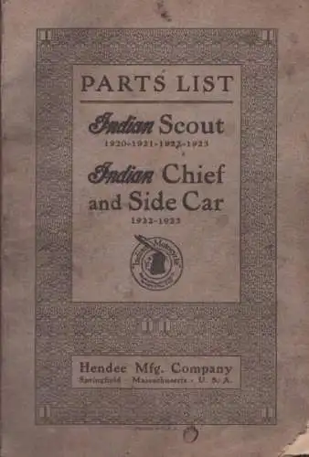 Indian Scout und Chief Ersatzteilliste 1920-1923