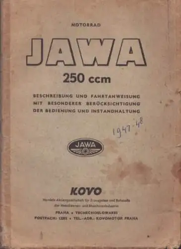 Jawa 250 ccm Bedienungsanleitung 9.1949