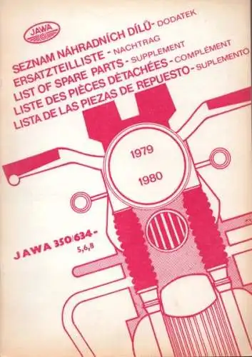 Jawa 350-634-5,6,8 Nachtrag der Ersatzteilliste 1979/80