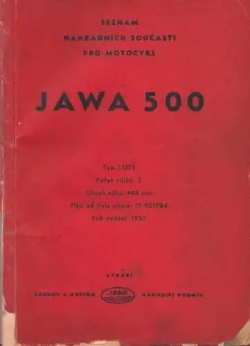 Jawa 500 ccm Ersatzteilliste 1957