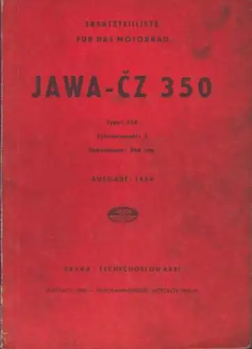 Jawa 350 ccm Ersatzteilliste 1954