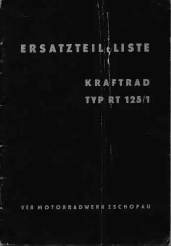 IFA RT 125/1 Ersatzteilliste Partlist 1955