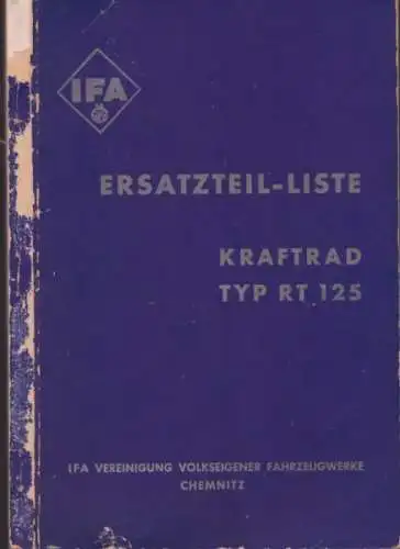 IFA-DKW Typ RT 125 Ersatzteilliste ca. 1952