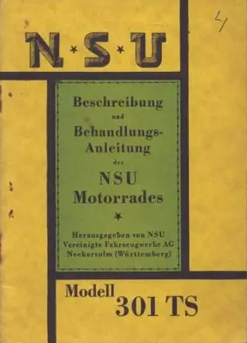 NSU 301 TS Bedienungsanleitung 4.1930
