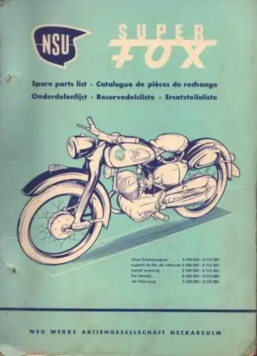 NSU Superfox Ersatzteilliste 6.1956