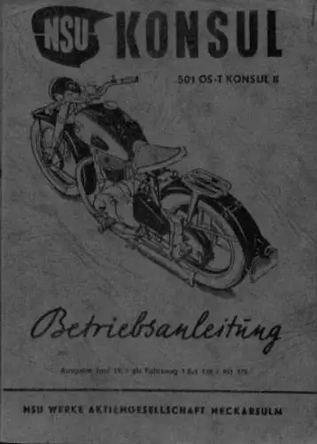 NSU Konsul Bedienungsanleitung 6.1953 Kopie