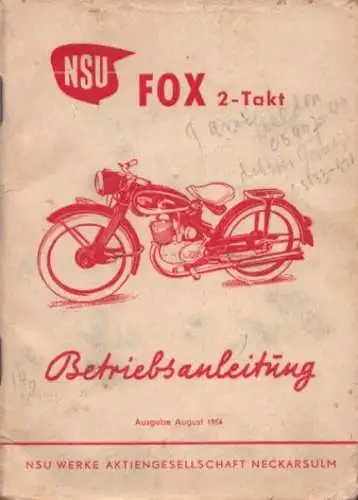 NSU Fox Bedienungsanleitung 8.1954