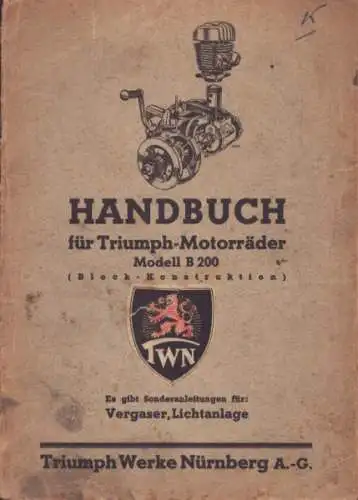Triumph B 200 Bedienungsanleitung ca. 1936