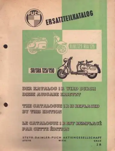 Puch SR / SRA 125 150 Ersatzteilliste 10.1958