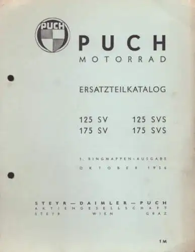 Puch 125 / 175 SV SVS Ersatzteilliste 10.1956