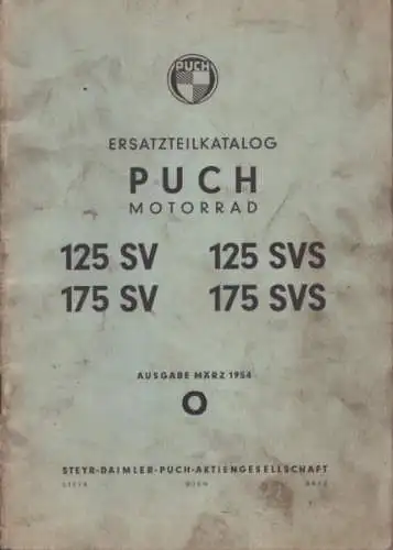 Puch Typ 125 SV SVS / 175 SV SVS Ersatzteilliste 3.1954