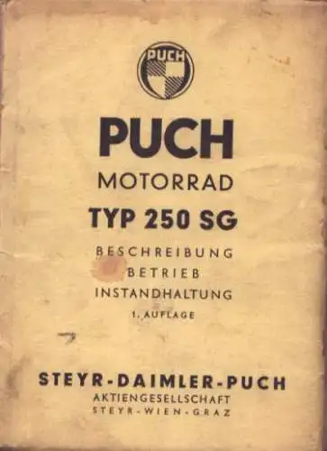 Puch 250 SG Bedienungsanleitung 1955