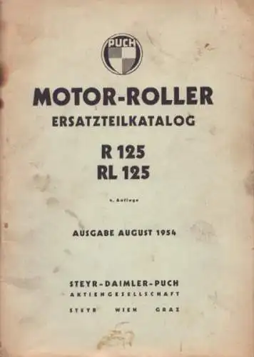 Puch Motor-Roller R / RL 125 Ersatzteilliste 8.1954
