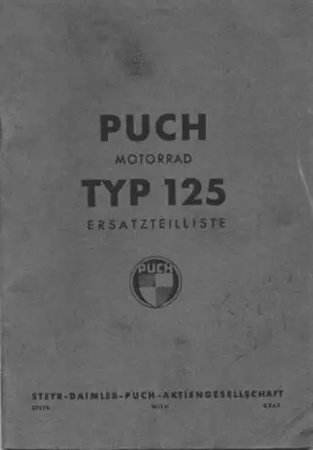 Puch Typ 125 Ersatzteilliste 6.1948