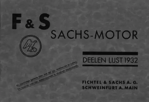 Sachs Motor 98 ccm Ersatzteilliste 1932 nl