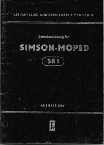 Simson SR 1 Bedienungsanleitung 10.1955