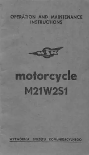 WSK M 21 W 2 S1 Motorrad Bedienungsanleitung 1972