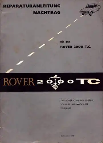 Rover 2000 T.C Reparaturanleitung 1960er Jahre
