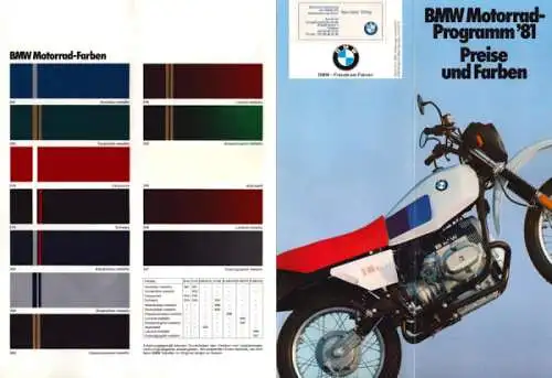 BMW Preisliste und Farben 15.9.1980