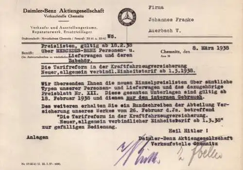 Mercedes-Benz Preisliste Nr. XII 2.1938