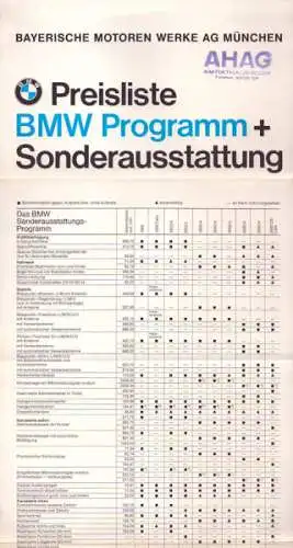 BMW Preisliste 6.1970