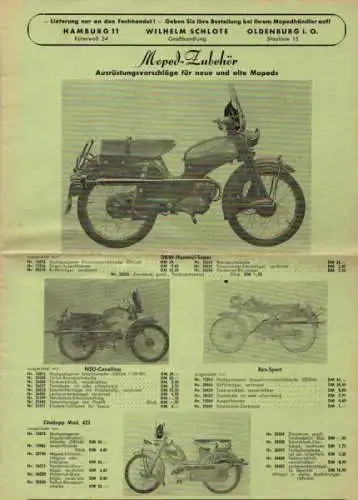 Wilhelm Schlote / Hamburg Moped Zubehör Prospekt 1959