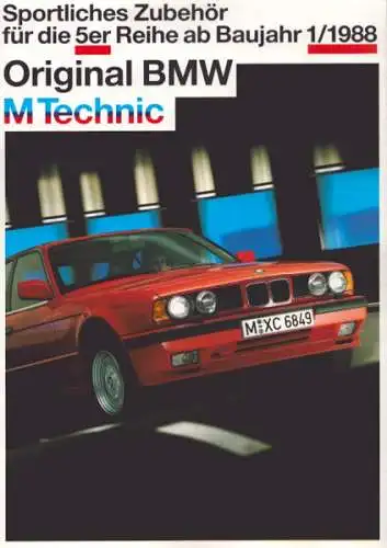 BMW M5 Sportliches Zubehör Prospekt 1988/89