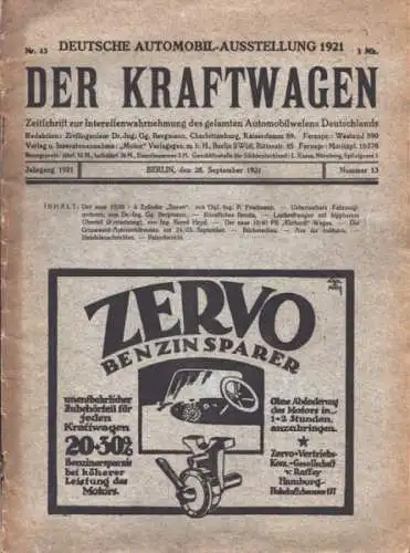 Der Kraftwagen 1921 Nr. 13