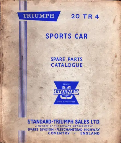 Triumph TR 4 Ersatzteilliste 1962