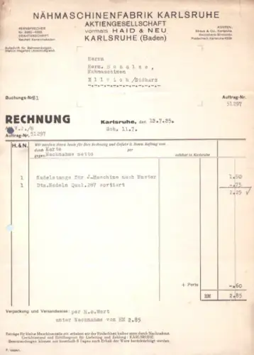 Haid & Neu Nähmaschinenfabrik Karlsruhe 1920 / 30er Jahre