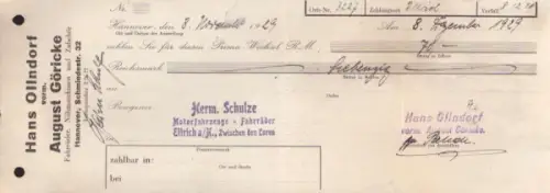 Hans Ollndorf Hannover Wechsel 1929