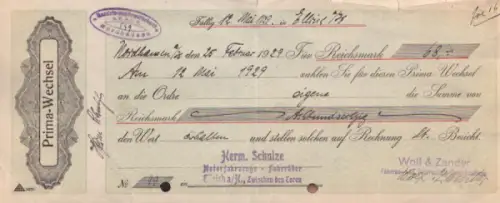 Wolf & Zander Nordhausen a. Harz Wechsel 1929 / 1930
