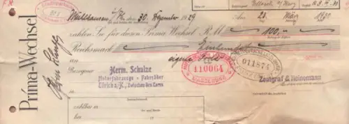 Zentgraf & Heinemann Mühlhausen / Thür. Wechsel 1930