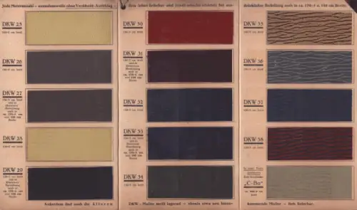 DKW Kunstleder Muster-Kollektion 1930er Jahre