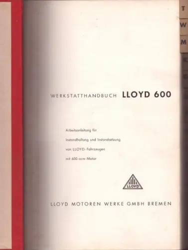 Lloyd 600 Reparaturanleitung 1950er Jahre