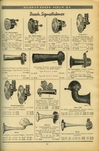 Heinrich Knorr Katalog Automobil Ausrüstung und Ersatzteile ca. 1937