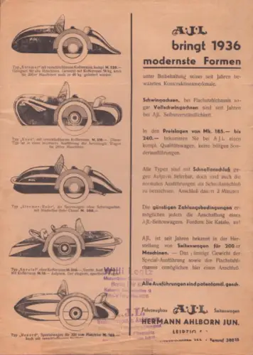 AJL Seitenwagen Prospekt 1936